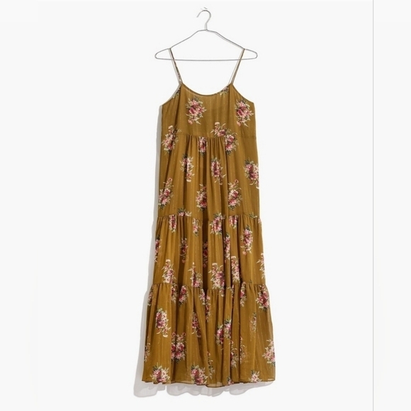 MADEWELL CAMI TIER MIDI DRESS IN METALLIC CLASSIC CORSAGE 12 - Picture 4 of 5